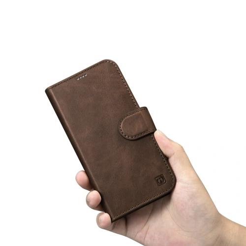 Kup Etui iCarer Olajgyanta Pénztárca Anti-RFID 2in1 Apple iPhone 14 Pro Max barna - ICR450 - {ean13} - Sklep Home Screen