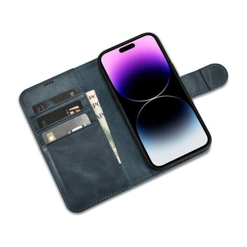 Kup Etui iCarer Oil Wax Wallet Anti-RFID 2in1 Apple iPhone 14 Pro Max modrý - ICR451 - {ean13} - Sklep Home Screen
