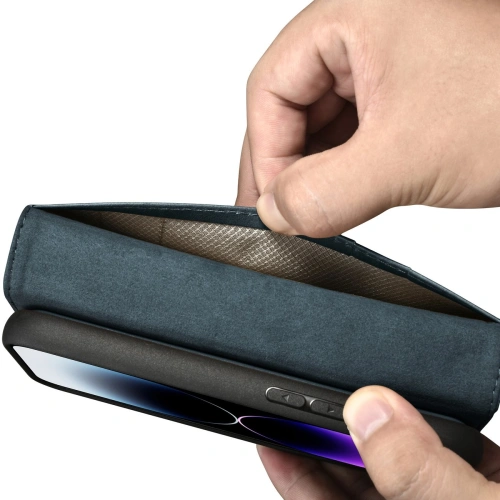 Kup Etui iCarer Oil Wax Wallet Anti-RFID 2in1 Apple iPhone 14 Pro Max modrý - ICR451 - {ean13} - Sklep Home Screen