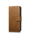 Husă iCarer Oil Wax Wallet Anti-RFID 2în1 Apple iPhone 14 Pro Max maro deschis
