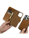 Kup Etui iCarer Oil Wax Wallet Anti-RFID 2in1 Apple iPhone 14 Pro Max jasně hnědý - ICR452 - {ean13} - Sklep Home Screen