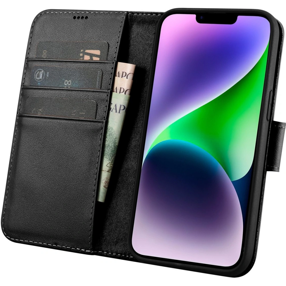 Etui iCarer Wallet Anti-RFID 2in1 Apple iPhone 14 czarny