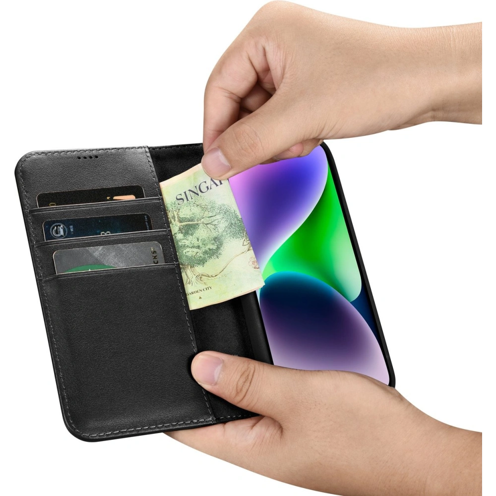 Etui iCarer Wallet Anti-RFID 2in1 Apple iPhone 14 czarny