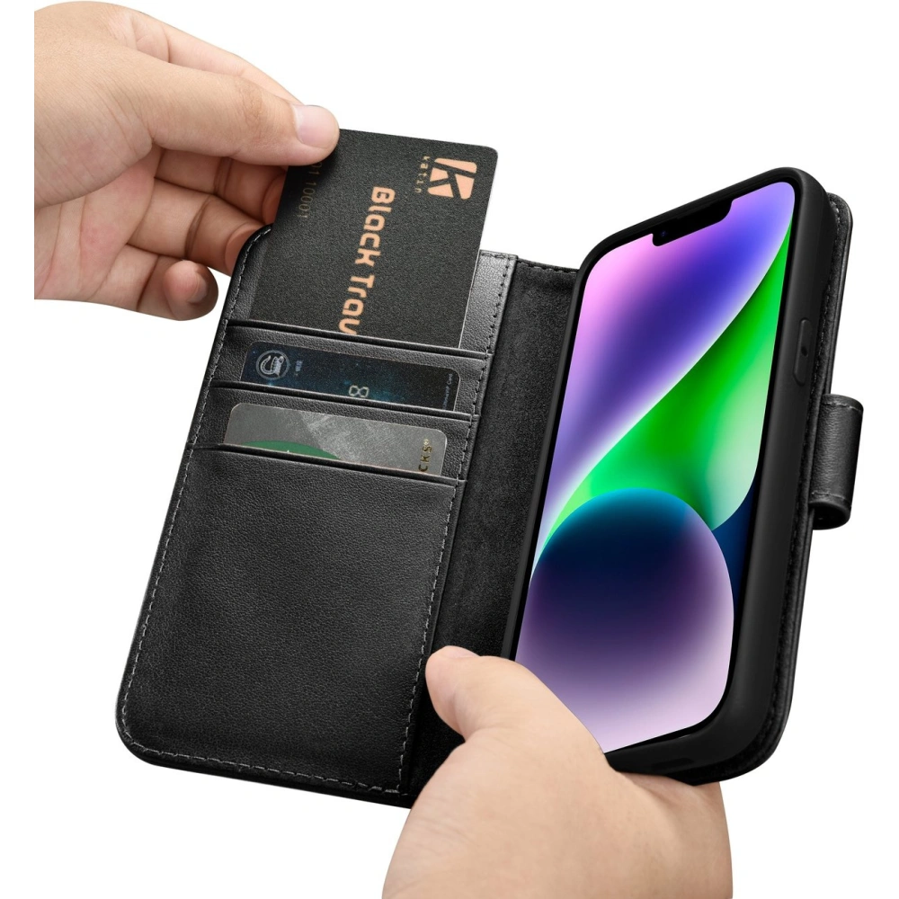 Etui iCarer Wallet Anti-RFID 2in1 Apple iPhone 14 czarny