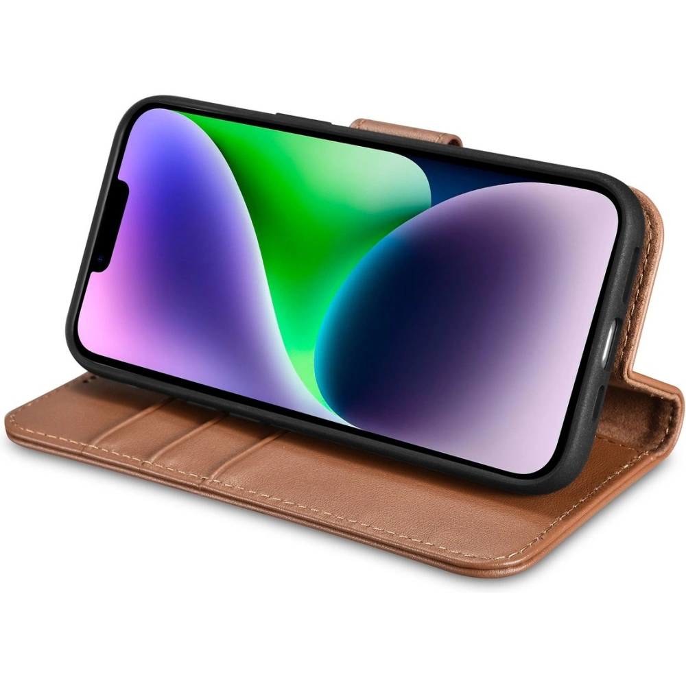 Etui iCarer Wallet Anti-RFID 2in1 Apple iPhone 14 brązowy