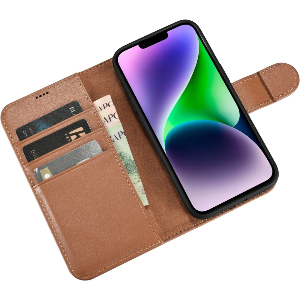 Etui iCarer Wallet Anti-RFID 2in1 Apple iPhone 14 brązowy