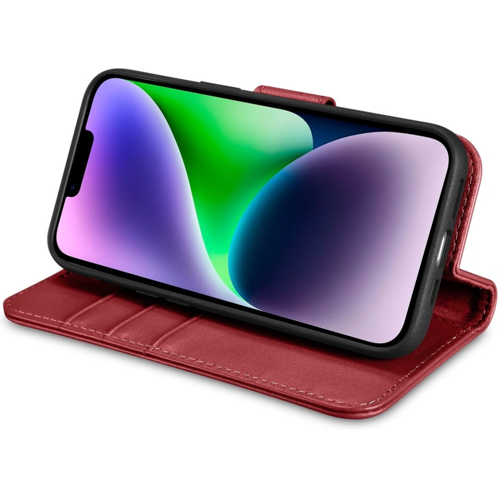 Etui iCarer Wallet Anti-RFID 2in1 Apple iPhone 14 czerwony