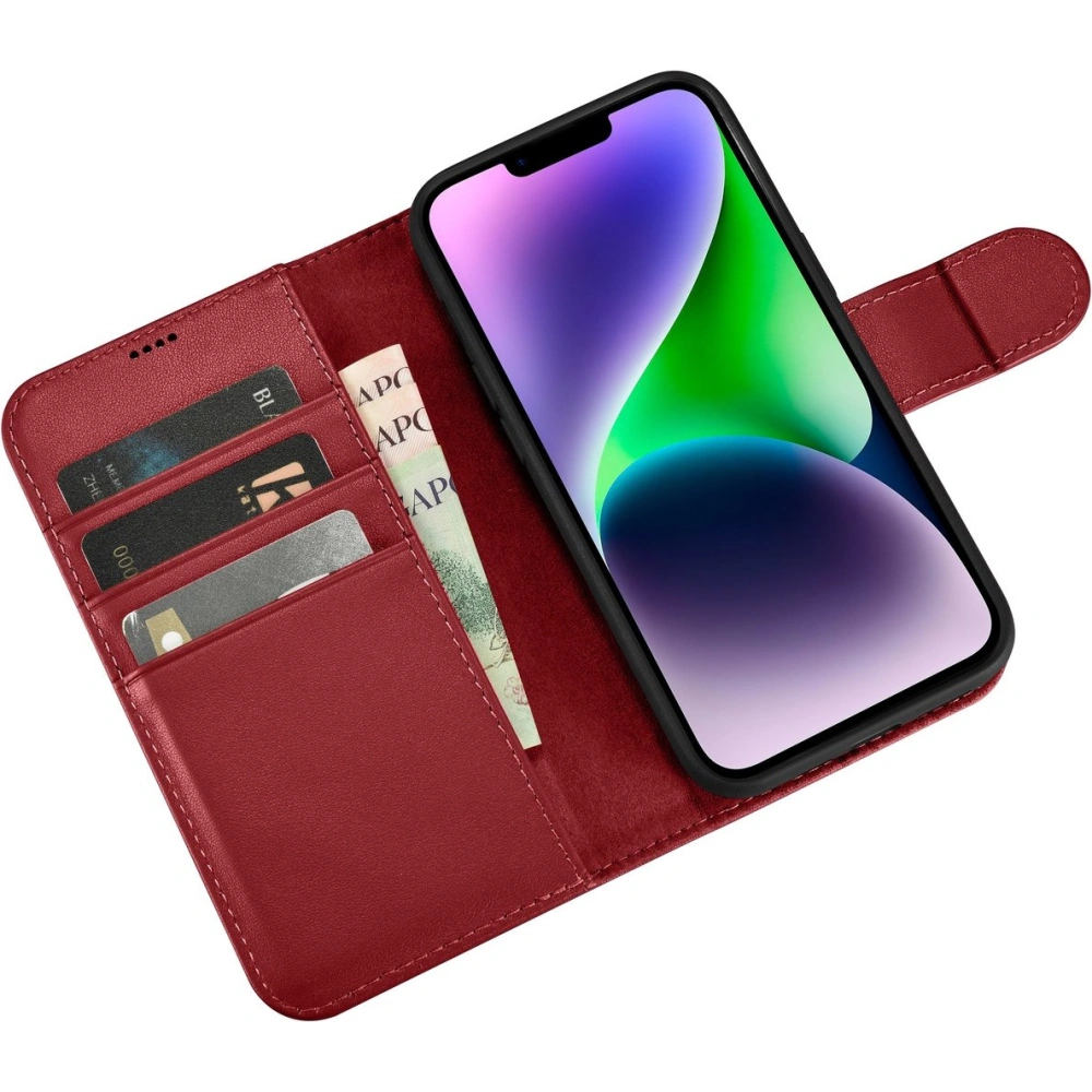 Etui iCarer Wallet Anti-RFID 2in1 Apple iPhone 14 czerwony