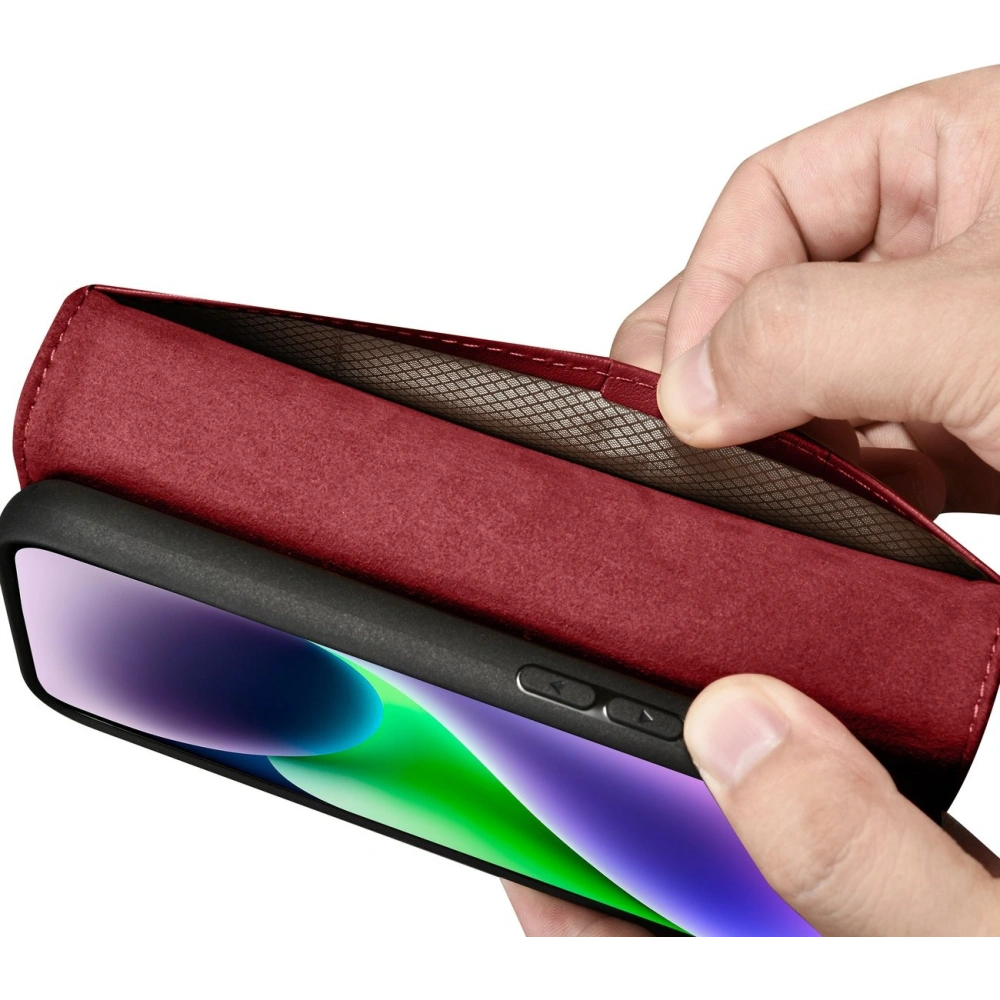 Etui iCarer Wallet Anti-RFID 2in1 Apple iPhone 14 czerwony