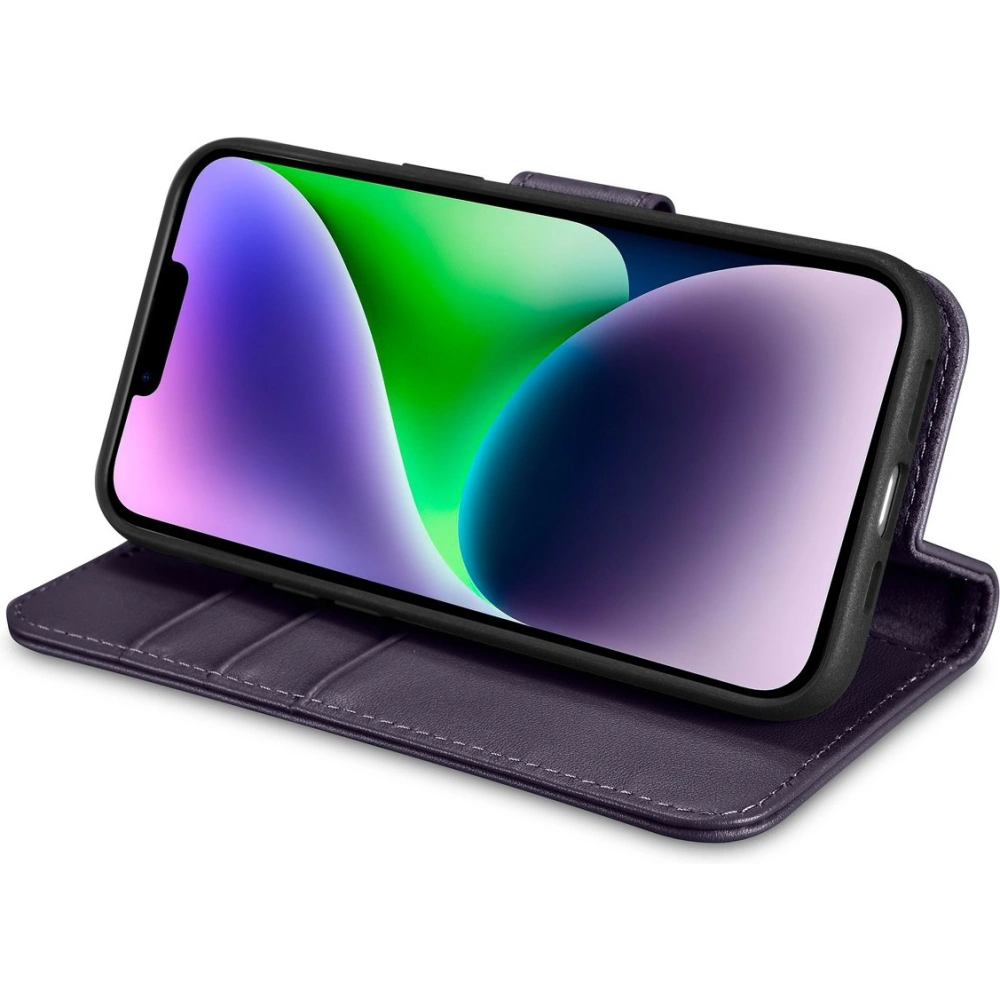 Etui iCarer Wallet Anti-RFID 2in1 Apple iPhone 14 ciemnofioletowy