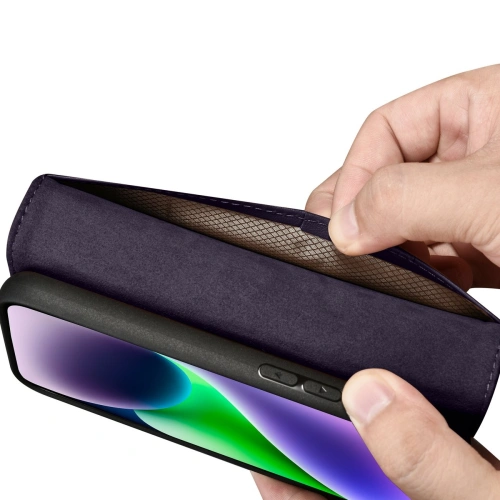 Kup Case iCarer Wallet Anti-RFID 2in1 Apple iPhone 14 dunkelviolett - ICR456 - {ean13} - Sklep Home Screen