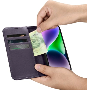 Kup Etui iCarer Wallet Anti-RFID 2in1 Apple iPhone 14 tmavě fialové - ICR456 - {ean13} - Sklep Home Screen