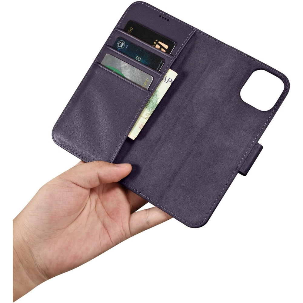 Etui iCarer Wallet Anti-RFID 2in1 Apple iPhone 14 ciemnofioletowy