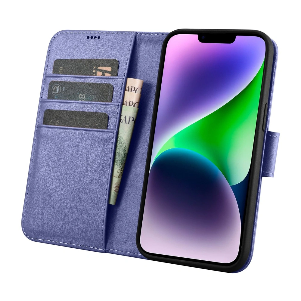 Etui iCarer Wallet Anti-RFID 2in1 Apple iPhone 14 jasnofioletowy