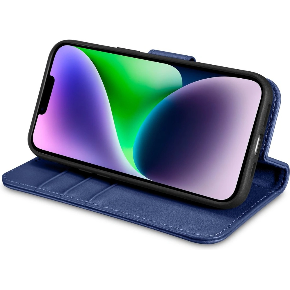 Etui iCarer Wallet Anti-RFID 2in1 Apple iPhone 14 niebieski