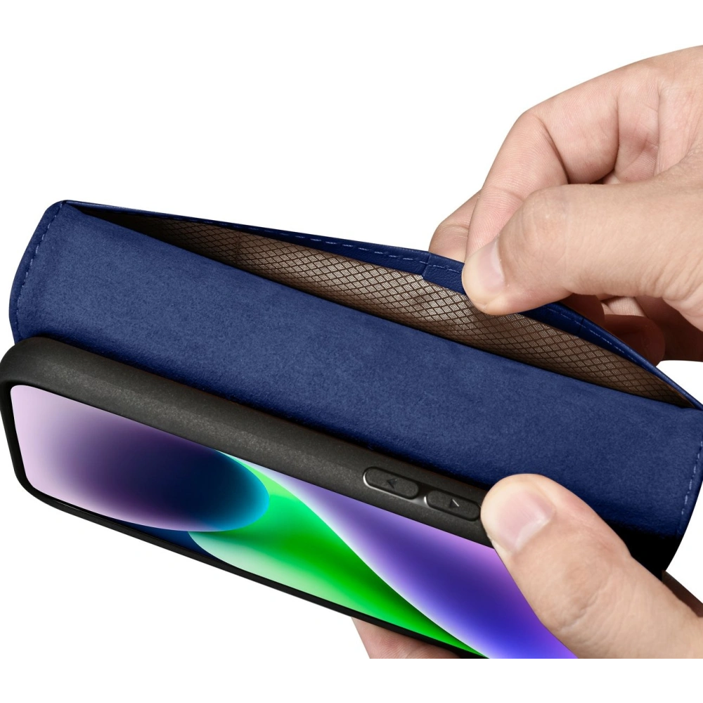 Etui iCarer Wallet Anti-RFID 2in1 Apple iPhone 14 niebieski