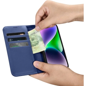 Kup Etui iCarer Wallet Anti-RFID 2in1 Apple iPhone 14 modrý - ICR458 - {ean13} - Sklep Home Screen