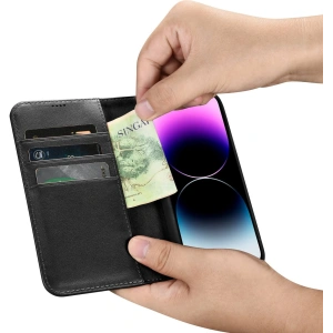 Kup Etui iCarer Wallet Anti-RFID 2in1 Apple iPhone 14 Pro czarny - ICR459 - {ean13} - Sklep Home Screen