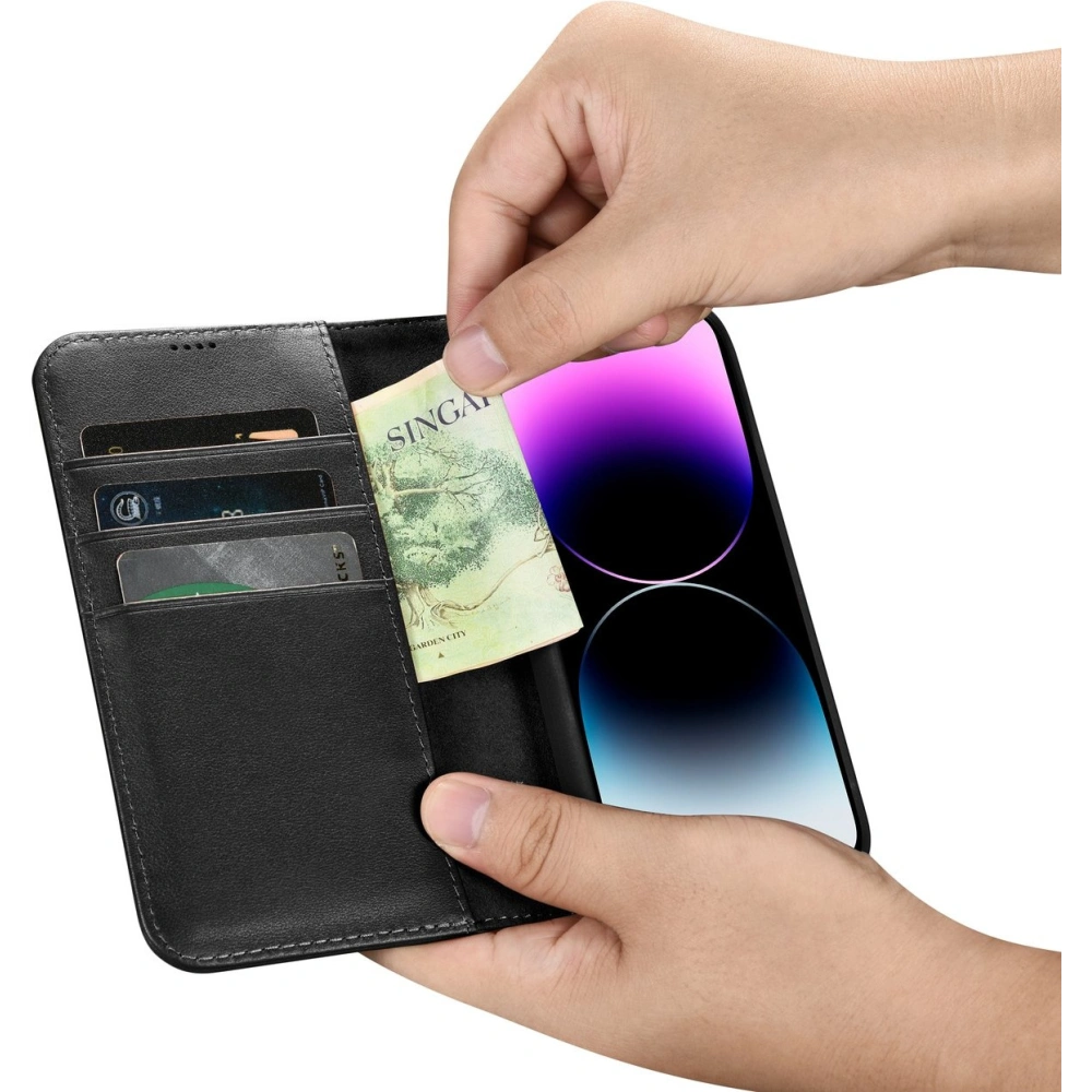 Etui iCarer Wallet Anti-RFID 2in1 Apple iPhone 14 Pro czarny