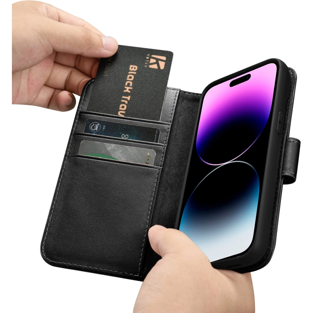 Etui iCarer Wallet Anti-RFID 2in1 Apple iPhone 14 Pro czarny