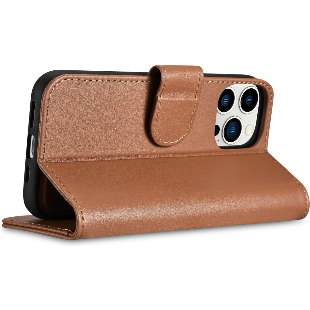 Etui iCarer Wallet Anti-RFID 2in1 Apple iPhone 14 Pro brązowy
