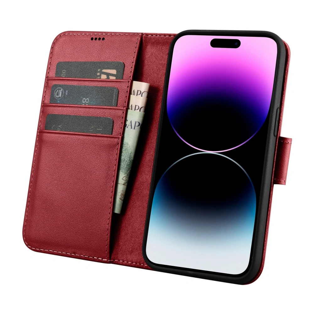 Etui iCarer Wallet Anti-RFID 2in1 Apple iPhone 14 Pro czerwony