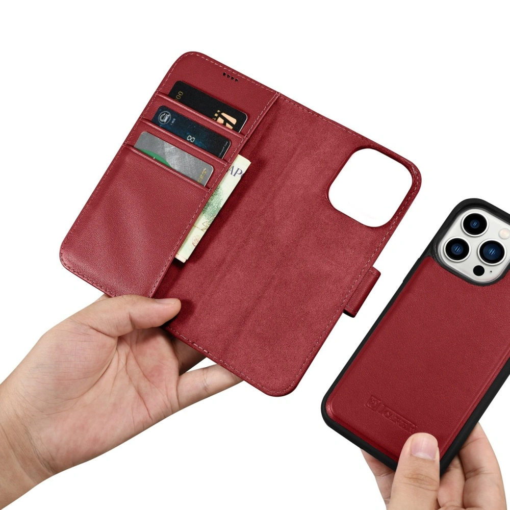 Etui iCarer Wallet Anti-RFID 2in1 Apple iPhone 14 Pro czerwony