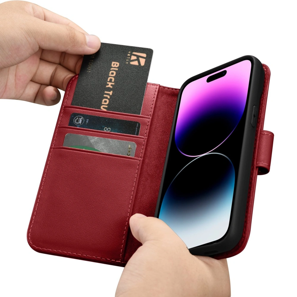 Etui iCarer Wallet Anti-RFID 2in1 Apple iPhone 14 Pro czerwony