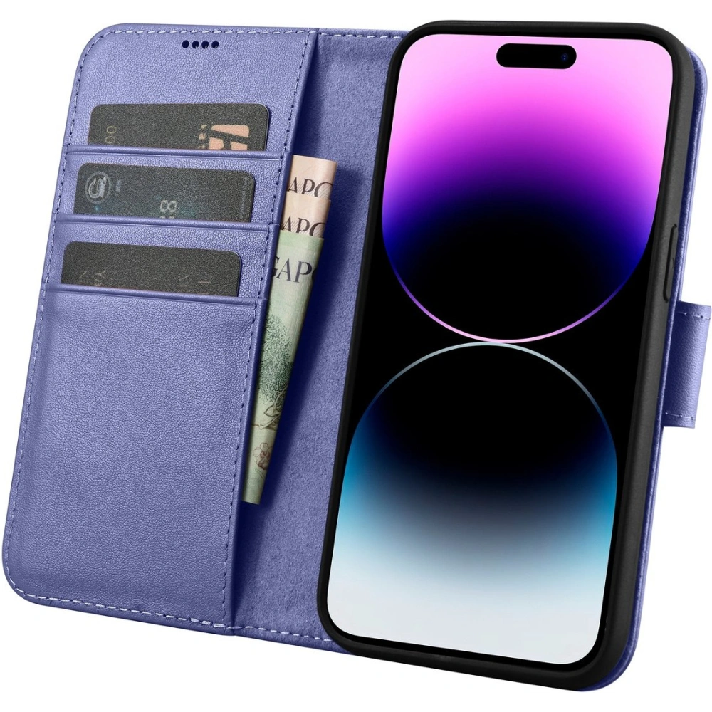 Etui iCarer Wallet Anti-RFID 2in1 Apple iPhone 14 Pro jasnofioletowy