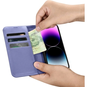 Kup Etui iCarer Wallet Anti-RFID 2in1 Apple iPhone 14 Pro jasnofialová - ICR463 - {ean13} - Sklep Home Screen