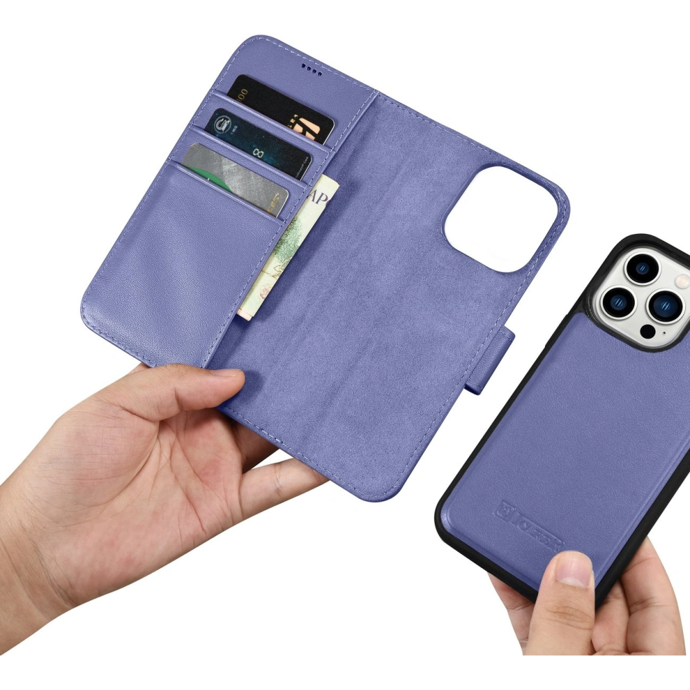 Etui iCarer Wallet Anti-RFID 2in1 Apple iPhone 14 Pro jasnofioletowy
