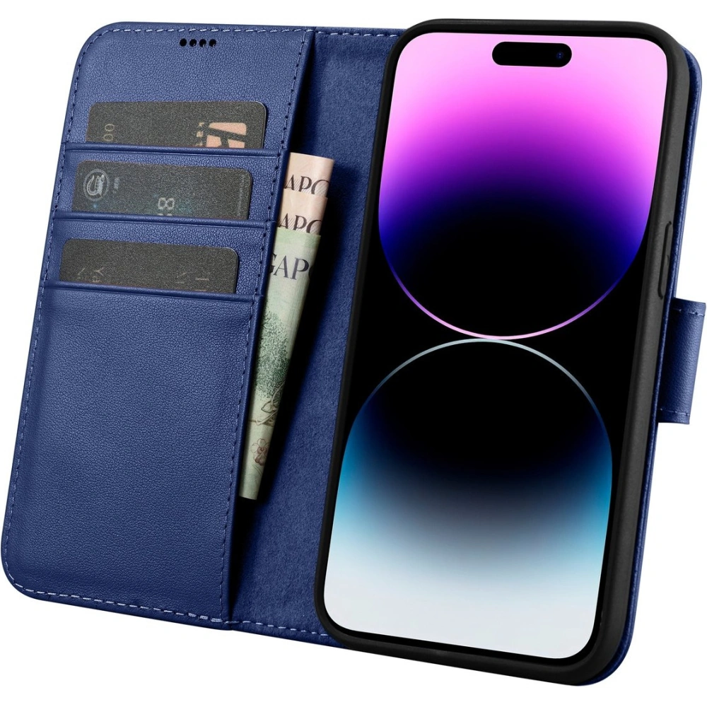 Etui iCarer Wallet Anti-RFID 2in1 Apple iPhone 14 Pro niebieski