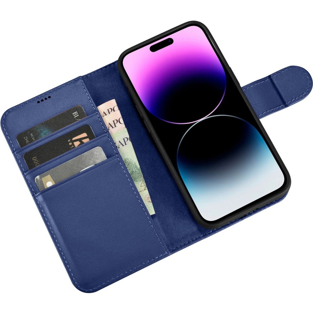 Etui iCarer Wallet Anti-RFID 2in1 Apple iPhone 14 Pro niebieski