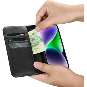 Kup Etui iCarer Wallet Anti-RFID 2in1 Apple iPhone 14 Plus / 15 Plus černé - ICR465 - {ean13} - Sklep Home Screen