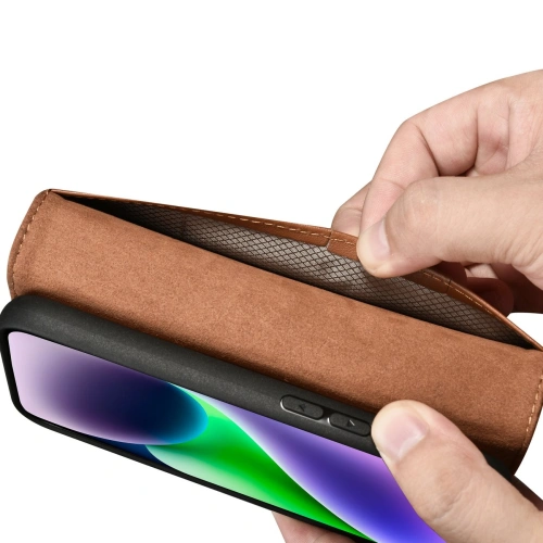 Kup Etui iCarer Wallet Anti-RFID 2in1 Apple iPhone 14 Plus / 15 Plus brązowy - ICR466 - {ean13} - Sklep Home Screen