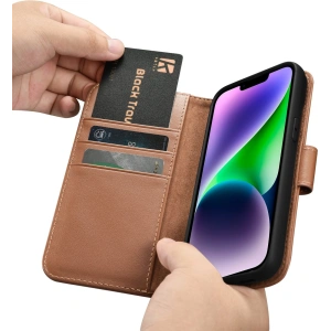 Kup Etui iCarer Wallet Anti-RFID 2in1 Apple iPhone 14 Plus / 15 Plus hnědé - ICR466 - {ean13} - Sklep Home Screen