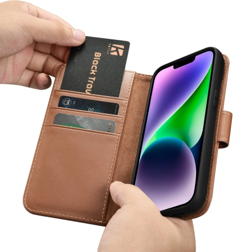 Kup Etui iCarer Wallet Anti-RFID 2in1 Apple iPhone 14 Plus / 15 Plus hnědé - ICR466 - {ean13} - Sklep Home Screen