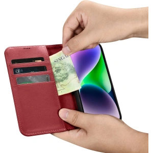Kup Etui iCarer Wallet Anti-RFID 2in1 Apple iPhone 14 Plus / 15 Plus červené - ICR467 - {ean13} - Sklep Home Screen