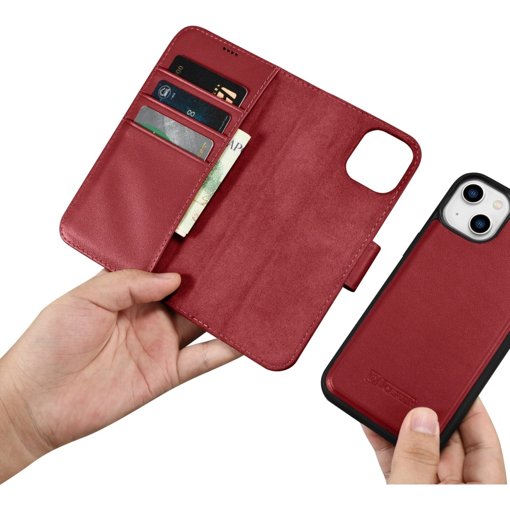 Etui iCarer Wallet Anti-RFID 2in1 Apple iPhone 14 Plus / 15 Plus czerwony