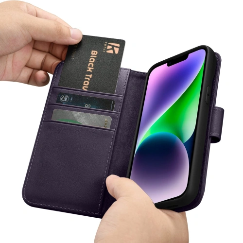 Kup Etui iCarer Wallet Anti-RFID 2in1 Apple iPhone 14 Plus / 15 Plus sötétlila - ICR468 - {ean13} - Sklep Home Screen