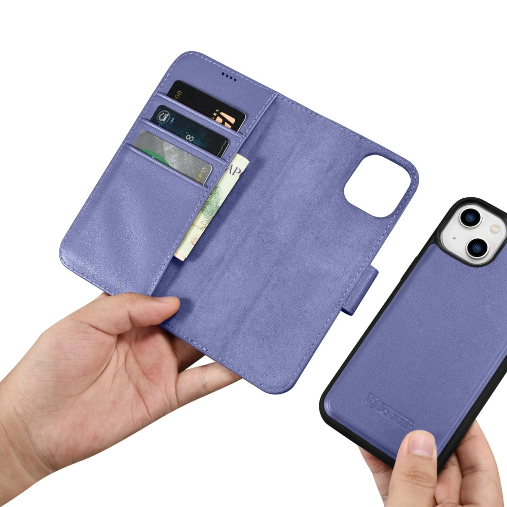 Etui iCarer Wallet Anti-RFID 2in1 Apple iPhone 14 Plus / 15 Plus jasnofioletowy