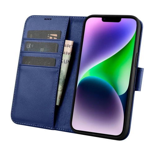 Kup Husă iCarer Wallet Anti-RFID 2în1 Apple iPhone 14 Plus / 15 Plus albastru - ICR470 - {ean13} - Sklep Home Screen