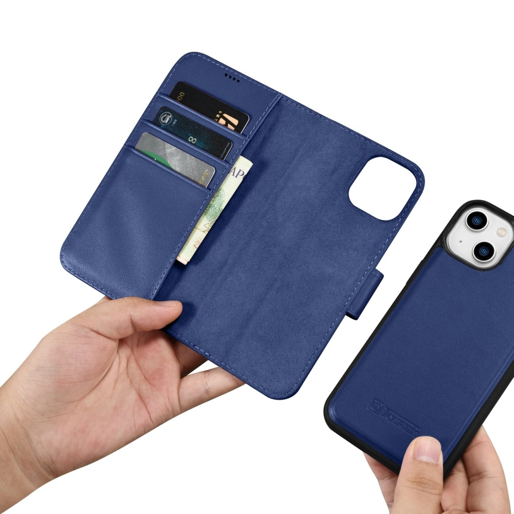 Etui iCarer Wallet Anti-RFID 2in1 Apple iPhone 14 Plus / 15 Plus niebieski
