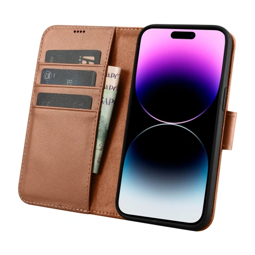 Kup Husă iCarer Wallet Anti-RFID 2în1 Apple iPhone 14 Pro Max maro - ICR472 - {ean13} - Sklep Home Screen