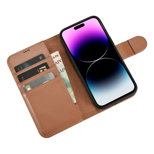Kup Husă iCarer Wallet Anti-RFID 2în1 Apple iPhone 14 Pro Max maro - ICR472 - {ean13} - Sklep Home Screen