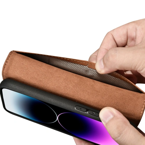 Kup Husă iCarer Wallet Anti-RFID 2în1 Apple iPhone 14 Pro Max maro - ICR472 - {ean13} - Sklep Home Screen