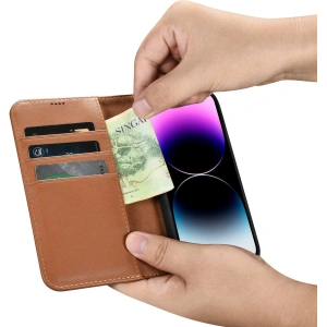 Kup Etui iCarer Wallet Anti-RFID 2in1 Apple iPhone 14 Pro Max hnědá - ICR472 - {ean13} - Sklep Home Screen