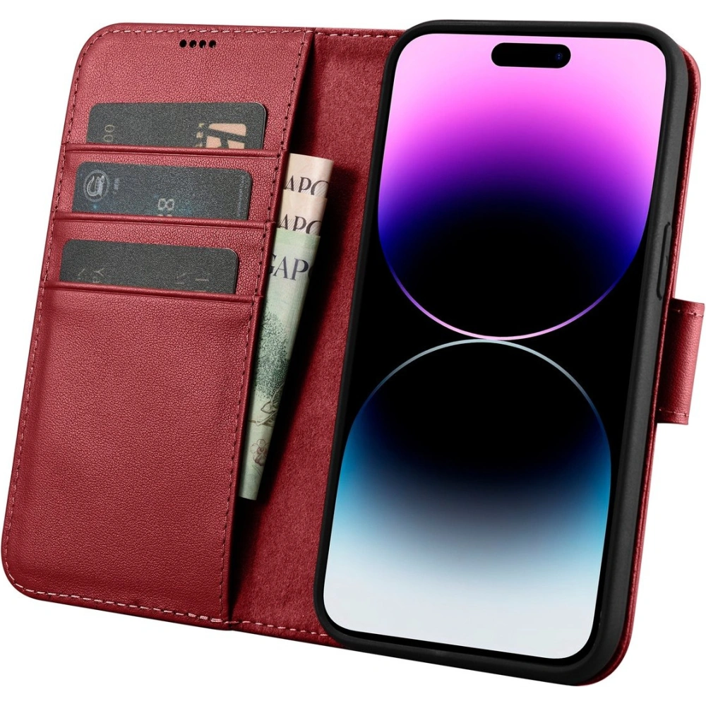 Etui iCarer Wallet Anti-RFID 2in1 Apple iPhone 14 Pro Max czerwony