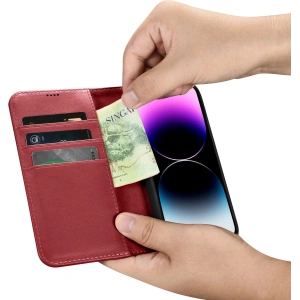 Kup Etui iCarer Wallet Anti-RFID 2in1 Apple iPhone 14 Pro Max červené - ICR473 - {ean13} - Sklep Home Screen