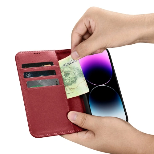 Kup Etui iCarer Wallet Anti-RFID 2in1 Apple iPhone 14 Pro Max piros - ICR473 - {ean13} - Sklep Home Screen